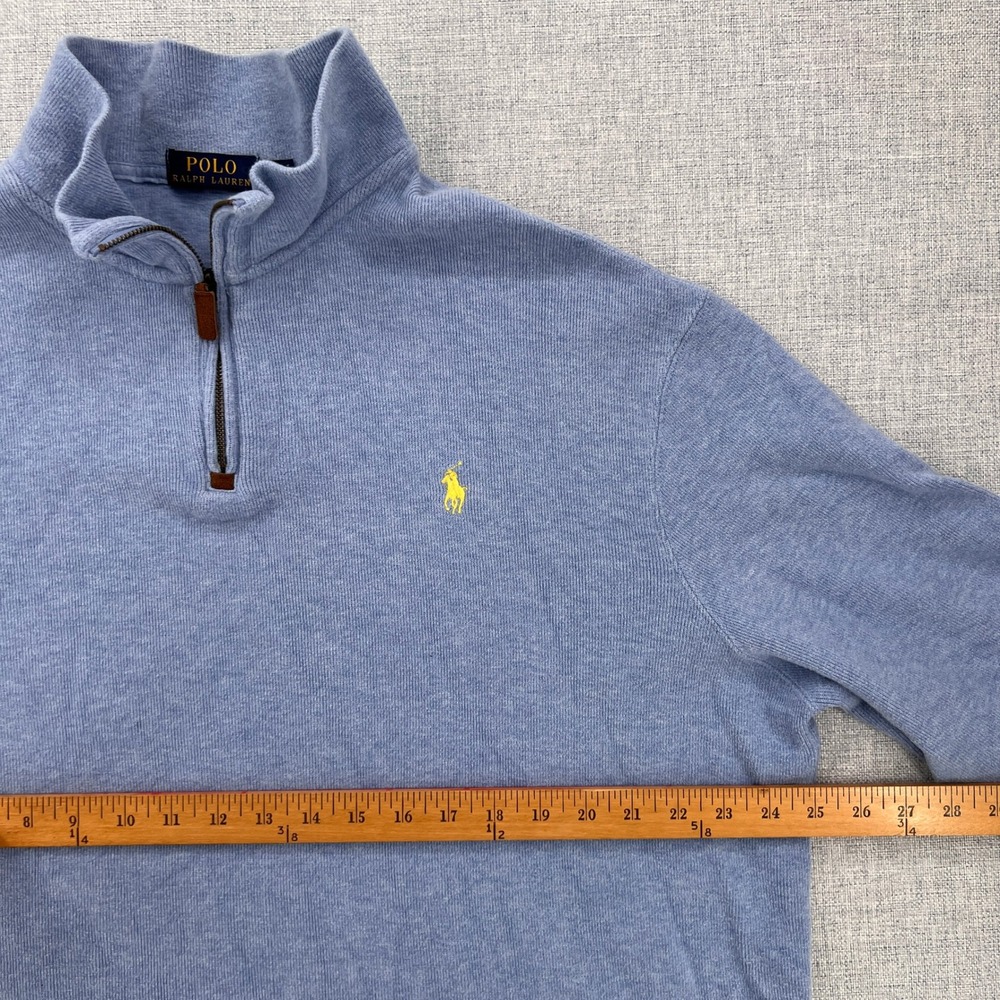 Polo Ralph Lauren Quarter Zip Pullover Sweater Men XL Blue Preppy Classic Ivy - Picture 6 of 10